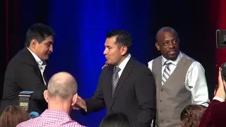 Marco Antonio Barrera inducts Erik Morales into the Nevada Boxing Hall of Fame