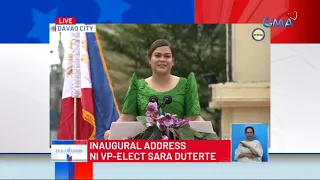 Inaugural speech ni VP-elect Sara Duterte