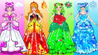 Vestidos de princesa Rapunzel de cuatro elementos | Muñecas De Papel DIY | Barbie Colombia