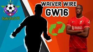 GW16 BEST WAIVER picks for DRAFT FPL!