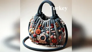 Knitted wool bags from European countries. Beautiful ideas for creativity.