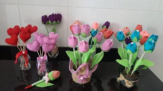 Artesanato de tulipas em Feltro para o dia das mães 🌷