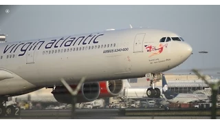 Extreme Close Up!!! Virgin Atlantic Airbus A340-600 [G-VRED] Landing At LAX