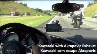 Audi R8 X Kawasaki Ninja ZX10R X Suzuki GSXR1000 Top Speed