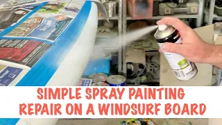 Spray Painting Repair on a Windsurf Board