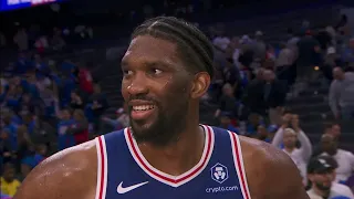 Joel Embiid & Nic Batum talk advancing to Playoffs & Win vs Heat, Postgame Interview