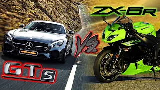 Нелегална гонка !!! Mercedes AMG GT-S vs Kawasaki ZX6-R !!!