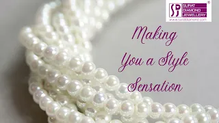 Scintillation - 3 Line Twisted Rice Pearl Necklace (SP101)