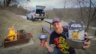 Truck Camping Alone - Spicy Pasta & A Plane Crash