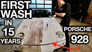 First Wash in 15 Years Porsche 928. Most Disgusting Moldy Abandoned Porsche Ever!