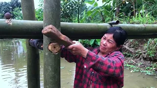 How to make a bridge across a pond using bamboo/ farm girl