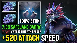 NEW 7.35 SAFELANE CARRY 520 Attack Speed 100% Perma Stun Lock Double Moon Shard Slardar Dota 2