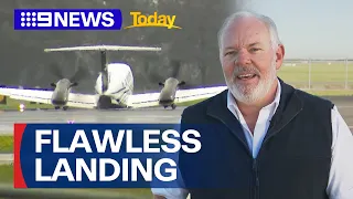 Pilot makes flawless touchdown without landing gear in NSW | 9 News Australia