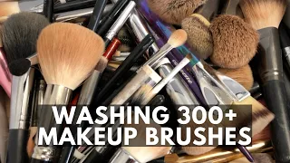 MAKEUP BRUSH WASHING HACK FOR CHEAP! ANNUAL MAKEUP BRUSH WASHING ENTIRE MAKEUP BRUSH COLLECTION