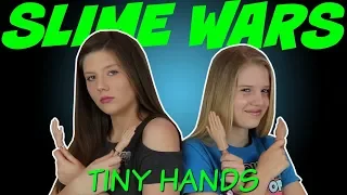 SLIME WARS TINY HANDS || SLIME CHALLENGE || Taylor and Vanessa