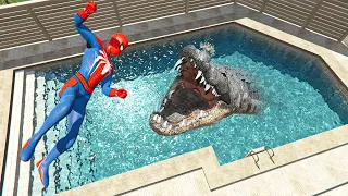 GTA 5 Water Ragdolls | Spider-Man vs Crocodile (Euphoria Physics) Ep.155