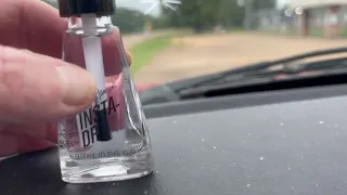 Fix windshield crack with nail polish