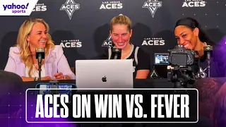 🗣️ A'JA WILSON, KATE MARTIN & BECKY HAMMON on ACES' WIN against FEVER, CAITLIN CLARK | Yahoo Sports