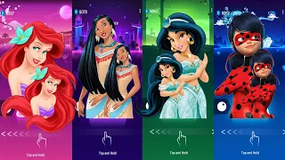 Disney Little Mermaid 🆚 Pocahontas 🆚 Princess Jasmine 🆚 Lady Bug - princesses Tiles Hop