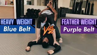 Feather Weight Purple Belt v Heavy Weight Blue Belt  No-Gi[Rolling/Sparring] Video Breakdown