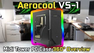 Aerocool VS-1 Midi Tower PC Case with Window 360° Overview (No Commentary)