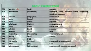 Word list for the lesson “Fantasy world” (Escape to Narnia)