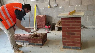 Brick solid wall 08 - Constructing English bond wall with Attached Pier to course 4