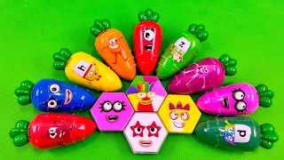 Numberblocks - Digging up CLAY inside Carrot, Hexagon Shapes,... Mix Coloring! Satisfying ASMR Video