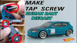 How To drilling and tapping rivet diecast Hot Wheels | swap with screw | membuat rumah baut diecast