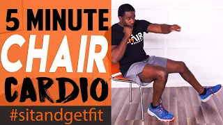 5 Minute Chair Cardio For Weight Loss | Sit And Get Fit