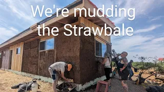 Mudding the Strawbale