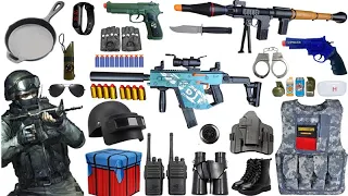 Special Police Weapons Toy set Unboxing-M416 guns, Gas mask, Glock pistol, Dagger grenade,RPG,AK-47,