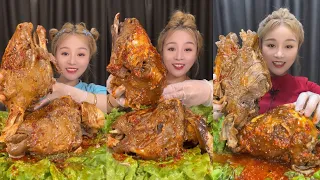 MUKBANG 먹방 EATING SHEEP HEAD COLLECTION chewy sounds | ASMR | chinese foods 吃麻辣羊头