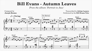 Bill Evans - Autumn Leaves - Piano Solo Transcription