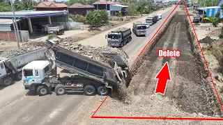 Excellent​ Filling Foundation Making Road, Bulldozer SHANTUI Push Stone, Dump Truck Unloading