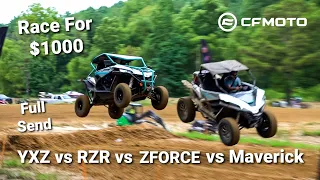 CFMOTO ZFORCE vs Polaris RZR vs Yamaha YXZ Race for $1000 | Big Jumps