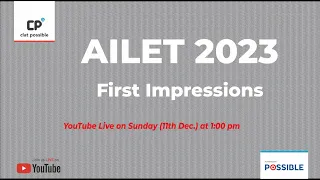 First Impressions AILET 2023 | Join us LIVE on  11th Dec 2022 (Sunday) at 1 pm