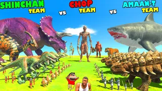 ANIMAL SPAWNER of SHINCHAN TEAM vs CHOP TEAM vs AMAAN TEAM in Animal Revolt Battle Simulator | Dino