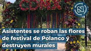 Asistentes se roban las flores de festival de Polanco y destruyen murales