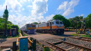 Furious Dust Storm Train Crossing : Emu Local meeting Dangerous Speedy Balurghat Express At Railgate