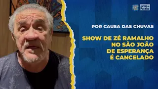 Zé Ramalho explica motivo do cancelamento do show no São João de Esperança