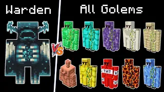 Warden vs all golems in Minecraft - Warden vs Every golem - Warden vs all golem types in Minecraft