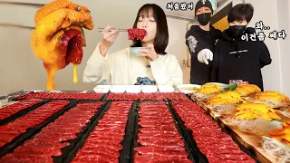 Steak Tartare & Uni Mukbang! Fresh Raw Beef and Sea Urchin Roe Combination