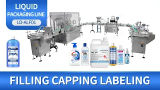 Automatic Liquid Bottle Filling Capping And Labeling Machine Production Line
