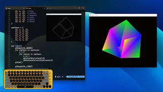 ASMR programming - Rotating colored cube 3D in Python - No Talking