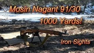 1000 Yard Shot with Iron Sights Mosin Nagant 91/30