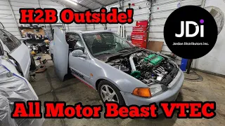 ALL MOTOR H23A/B16 Swapped H2B Honda Civic | JDi Ground Kit Install | First Pulls Since DynoTune!!