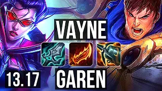 VAYNE vs GAREN (TOP) | 8 solo kills, Legendary, 13/2/3, 400+ games, 800K mastery | NA Master | 13.17