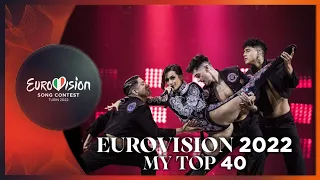 Eurovision 2022 | My Top 40 (After the rehearsals)