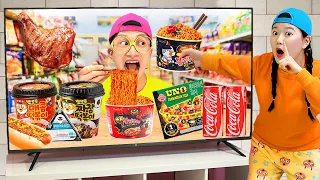 Mukbang Fire Spicy Noodle Tteokbokki 불닭볶음면 뽀로로떡볶이 TV 속 편의점 음식 먹방 Convenience Store Food COMY VLOG